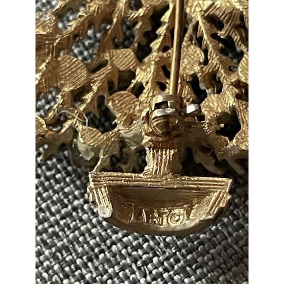 ART Arthur Pepper Brooch Pin Set Christmas Tree signed Gold tone Rhinestone Vtg - Picture 5 of 6